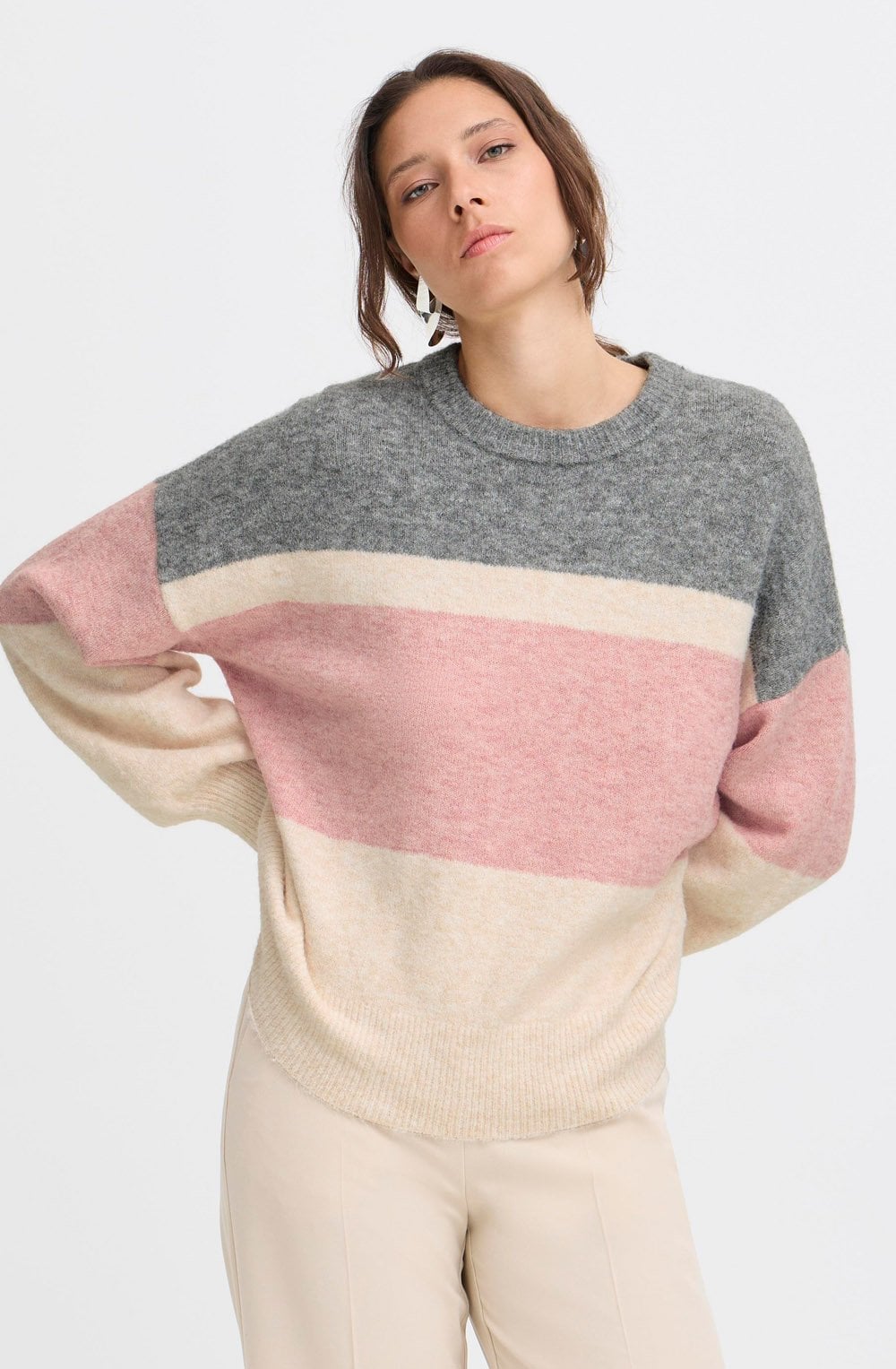 Pale Mauve Colour Block Jumper