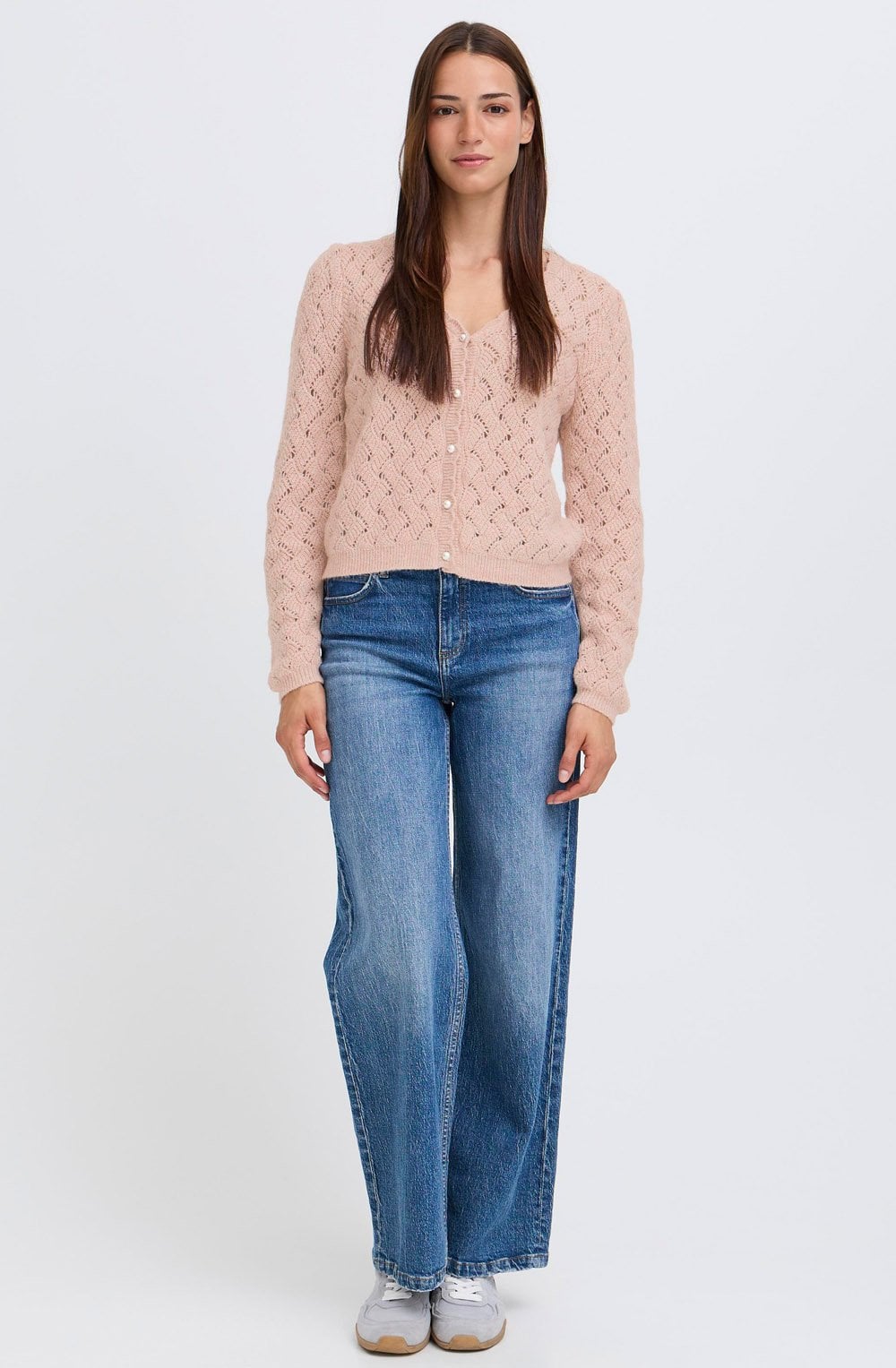 Pale Mauve Patterned Knit Cardigan