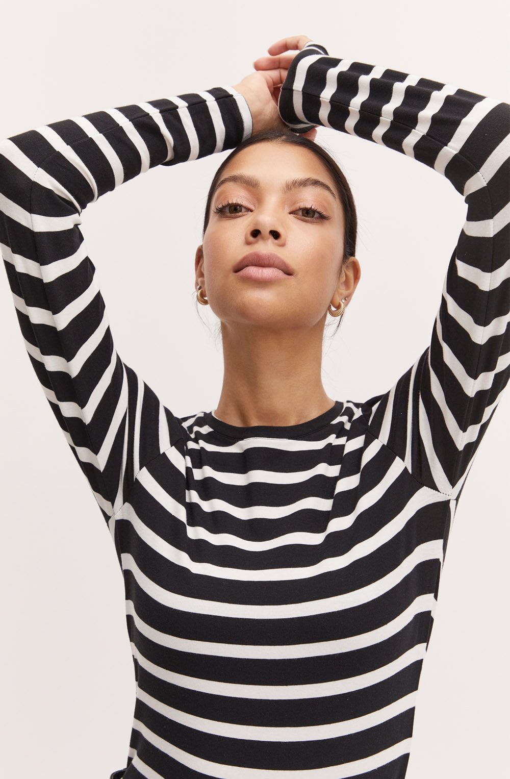 Pamila Black and White Striped Jersey Top
