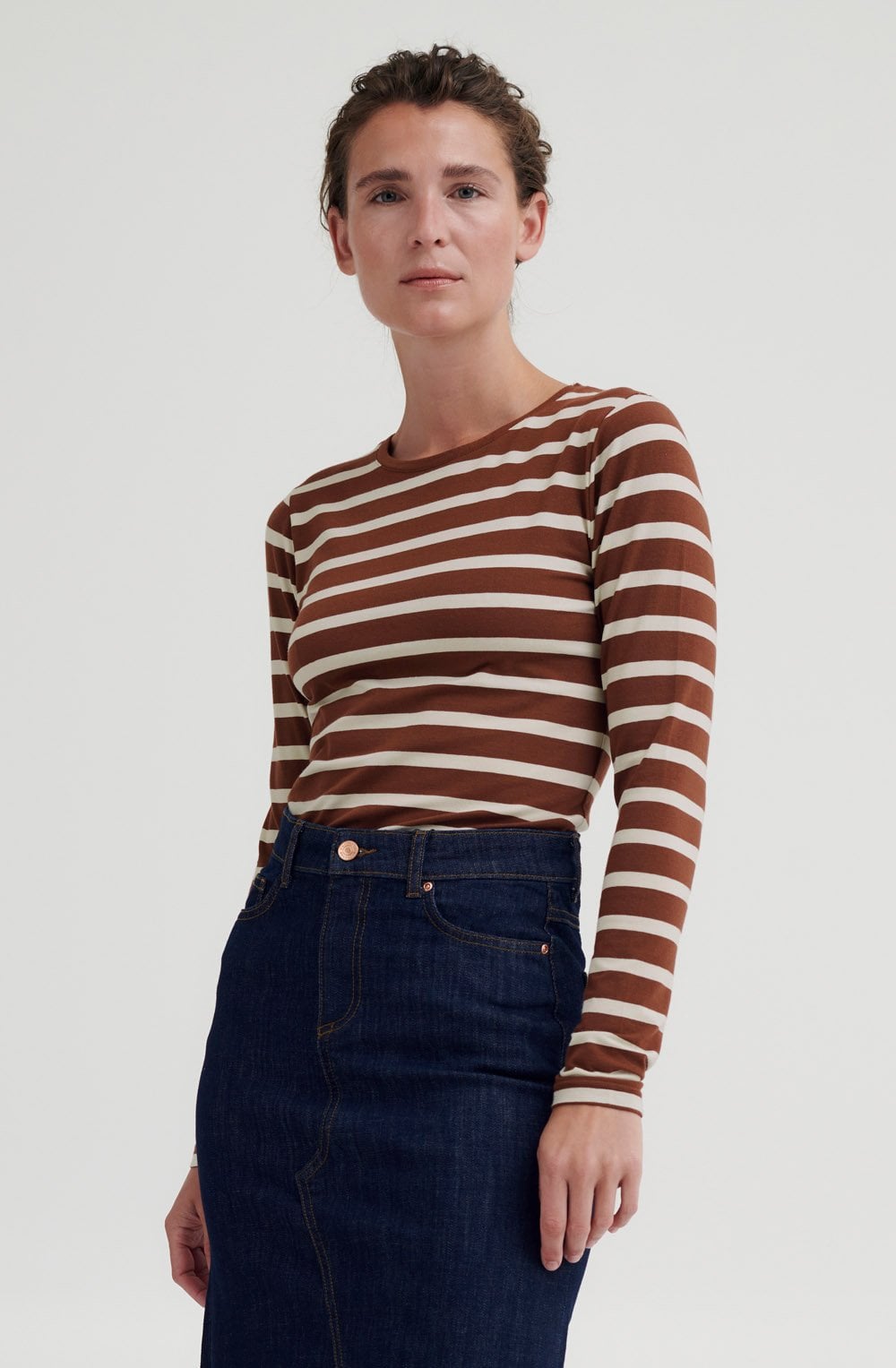 Pamila Brunette Striped Jersey Top