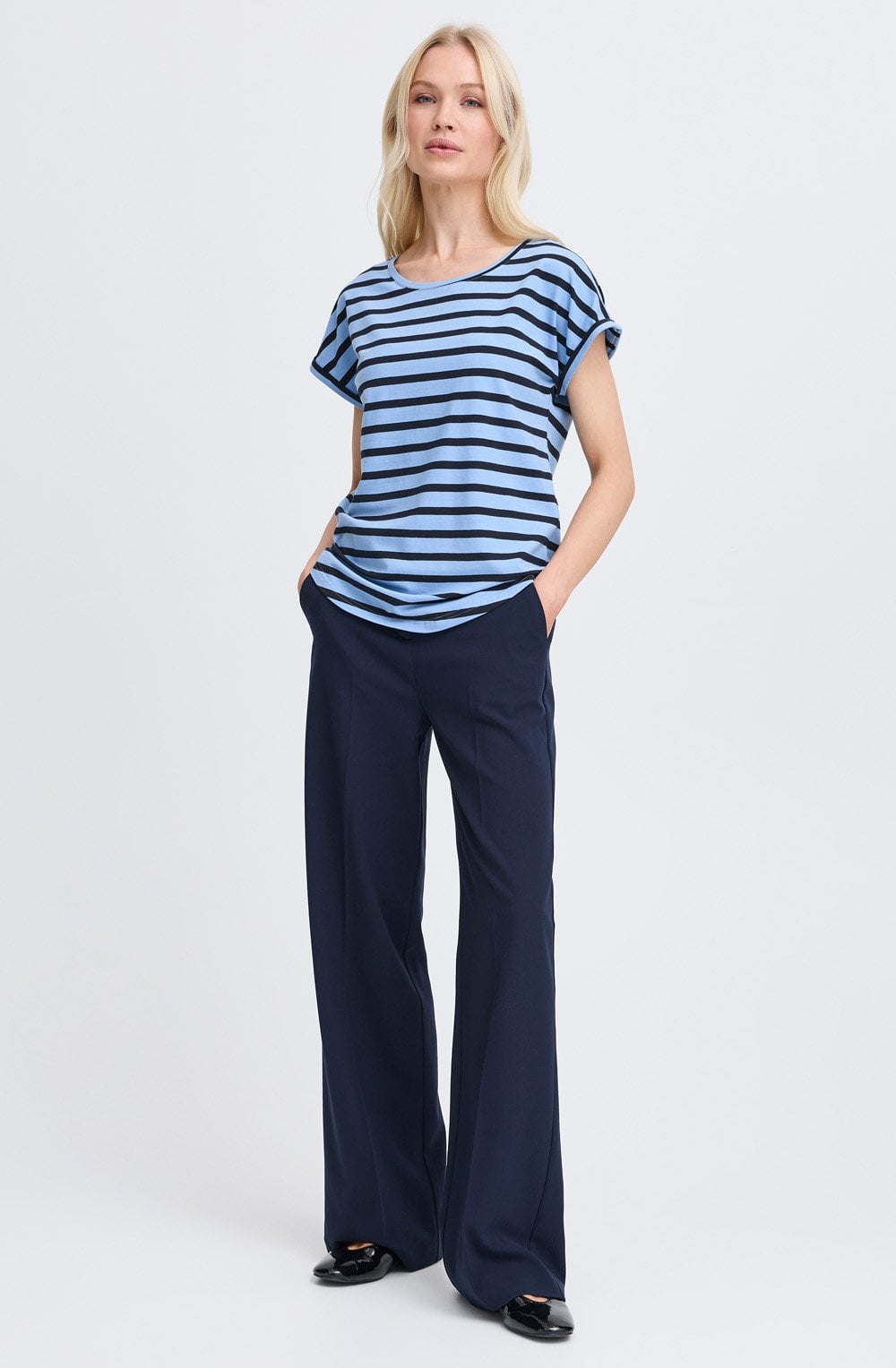 Pamila Della Robbia Blue Striped Jersey T Shirt
