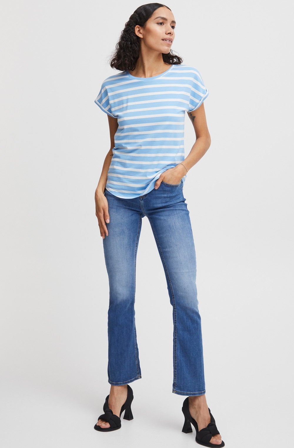 Pamila Vista Blue Rolled Sleeve T Shirt