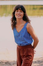 Pandinna Blue and White Polka Dot Sleeveless Top