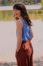 Pandinna Blue and White Polka Dot Sleeveless Top