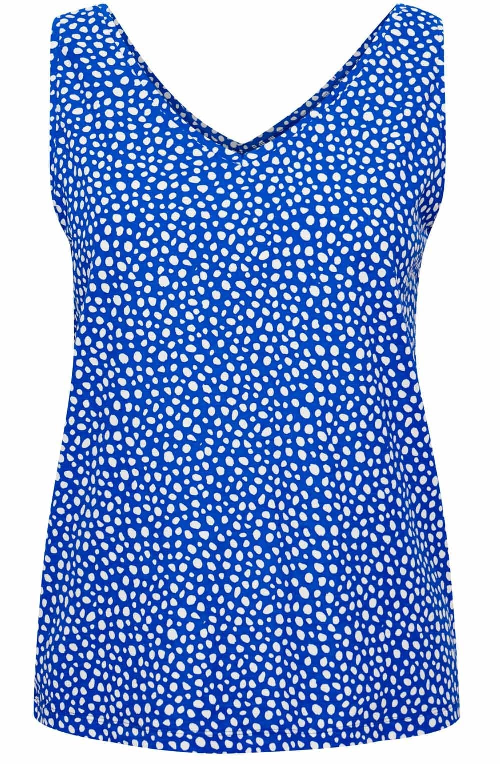 Pandinna Blue and White Polka Dot Sleeveless Top