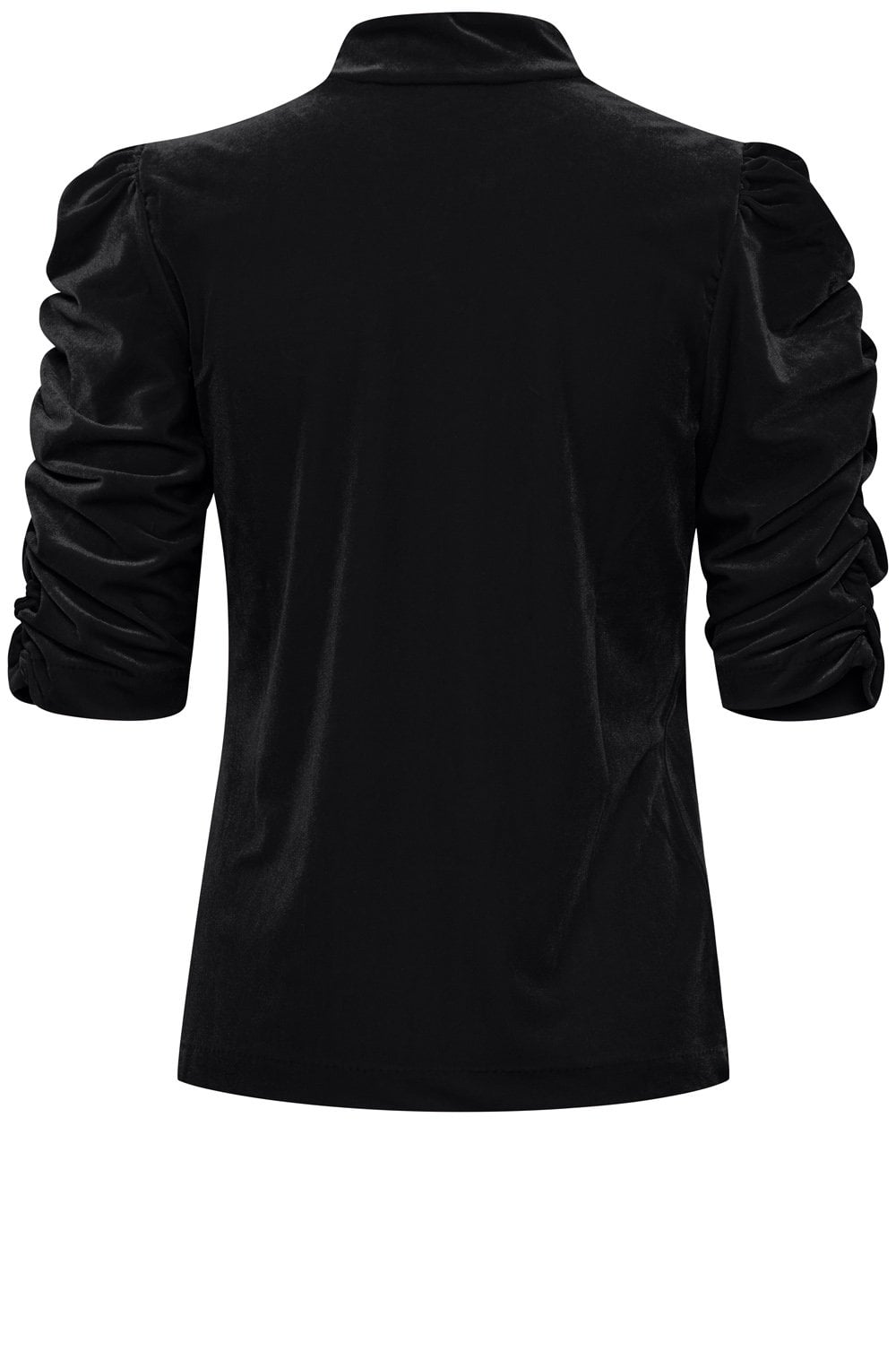 Perlina Black Velvet High Neck Ruffle Sleeve Top