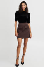 Perlina Black Velvet High Neck Ruffle Sleeve Top