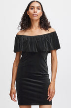 Perlina Black Velvet Touch Bardot Dress