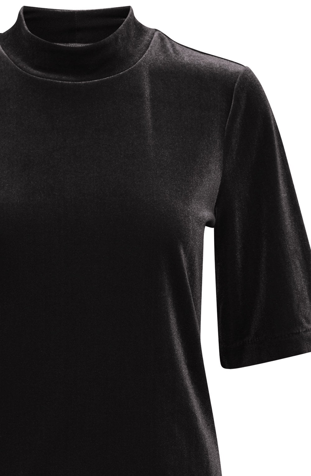 Perlina Black Velvet Touch High Neck Top