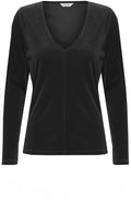 Perlina Black Velvet Touch V Neck Top