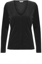 Perlina Black Velvet Touch V Neck Top
