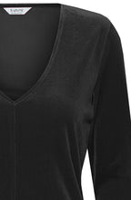 Perlina Black Velvet Touch V Neck Top