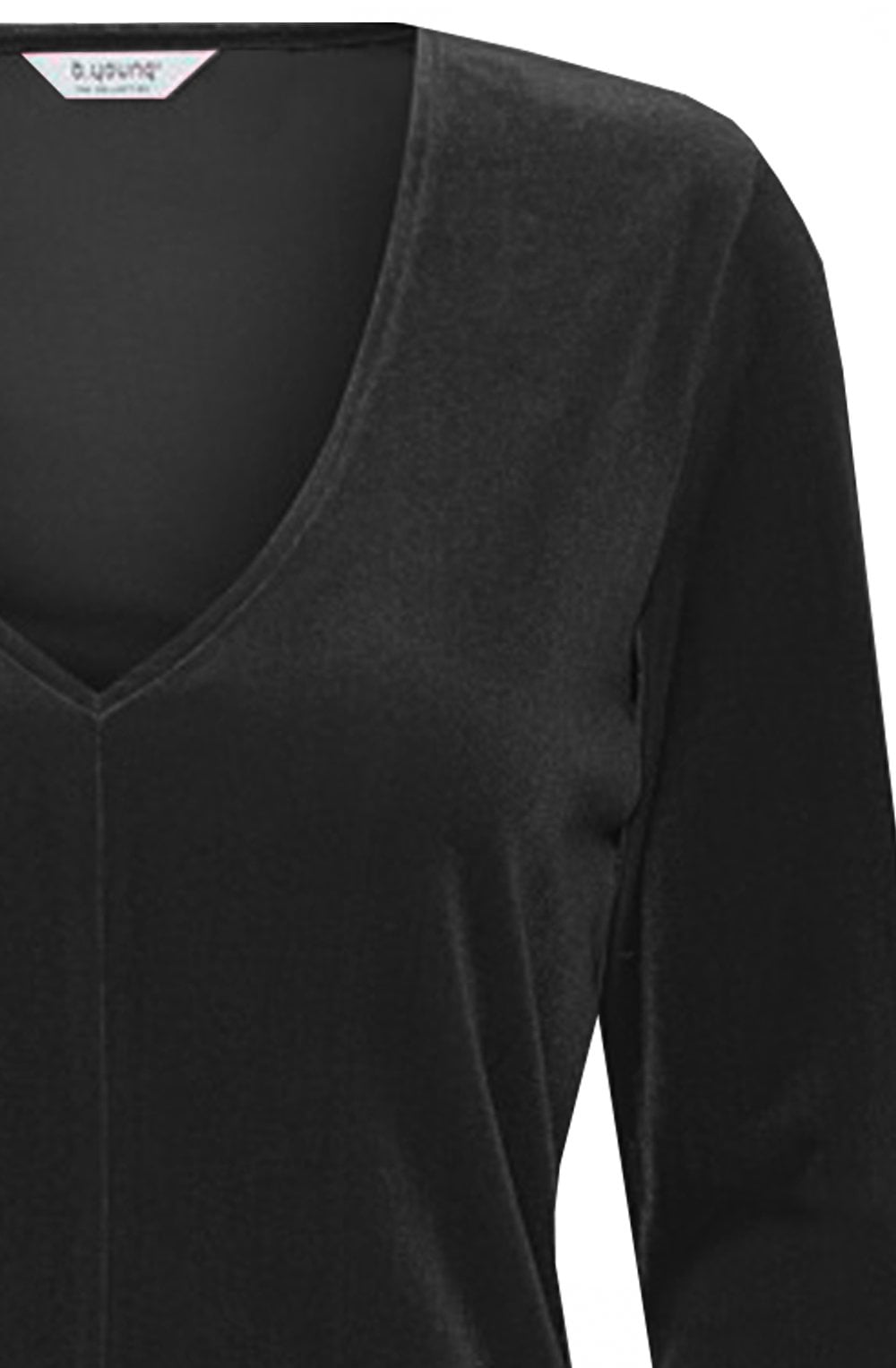 Perlina Black Velvet Touch V Neck Top