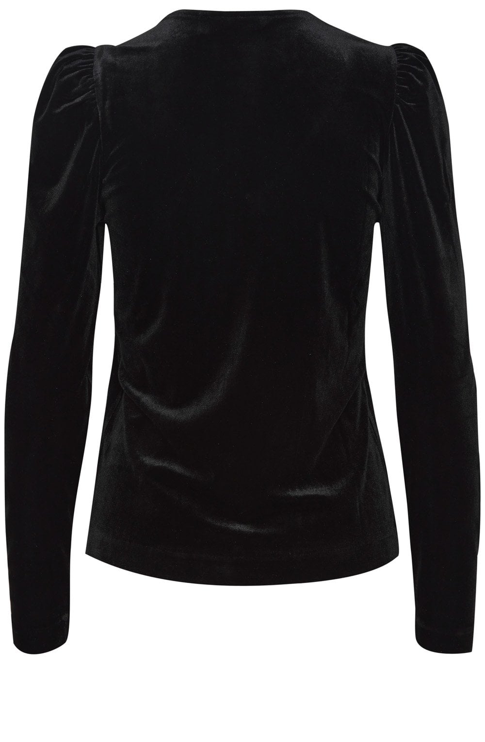 Perlina Black Velvet V Neck Ruched Shoulder Top