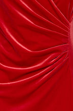 Perlina Haute Red Velvet Touch Wrap Effect Dress