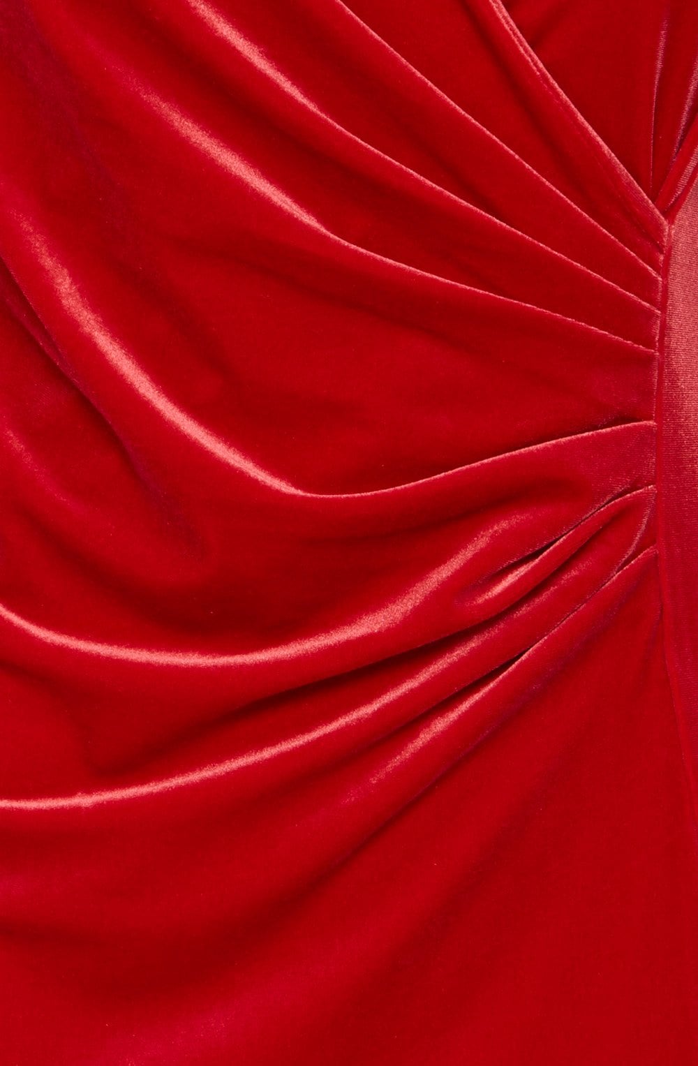 Perlina Haute Red Velvet Touch Wrap Effect Dress