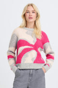 Phlox Pink and Grey Abstract Flower Omea Jumper