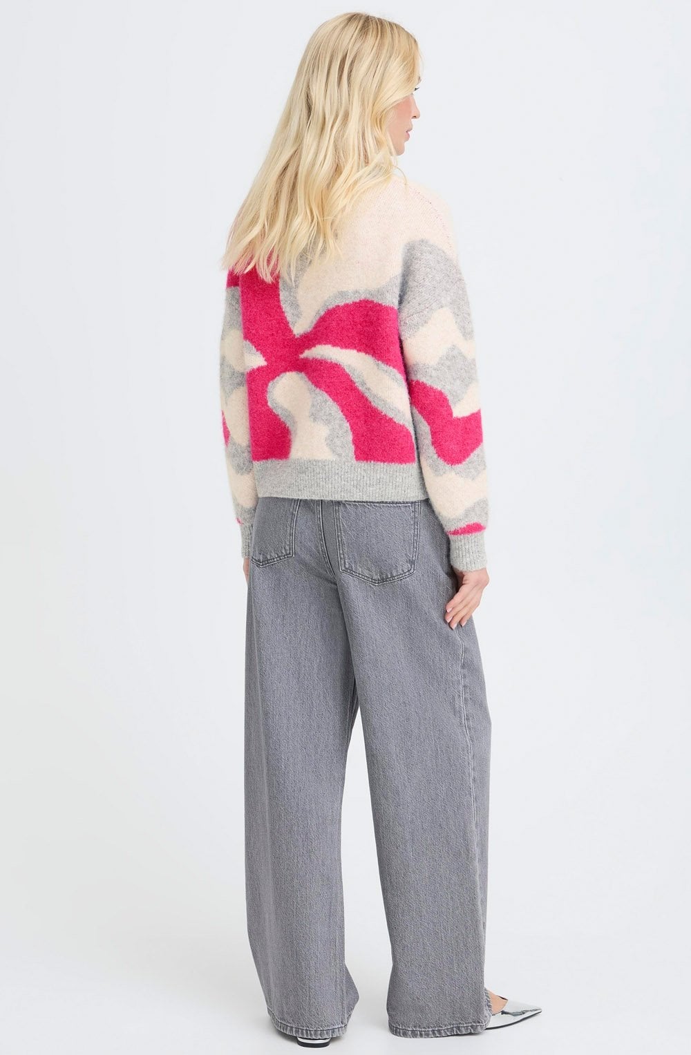 Phlox Pink and Grey Abstract Flower Omea Jumper