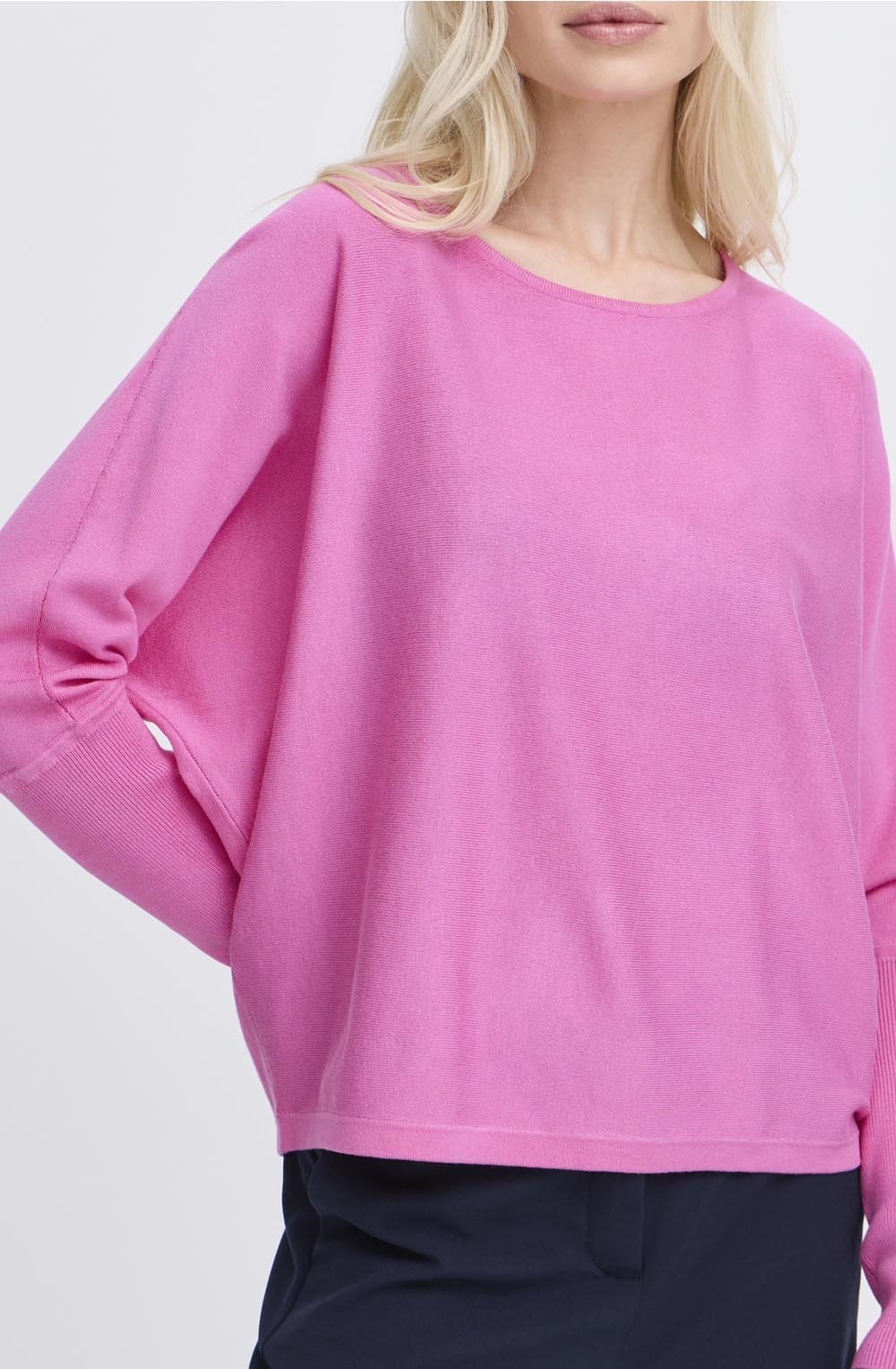 Phlox Pink Bat Wing Oversized Jumper