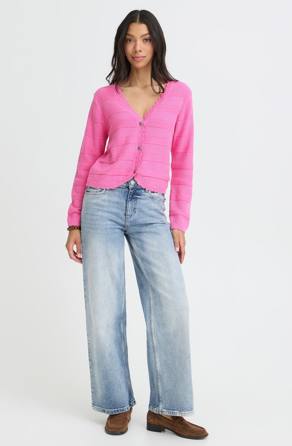 Phlox Pink Scalloped Edge Mikala Cardigan
