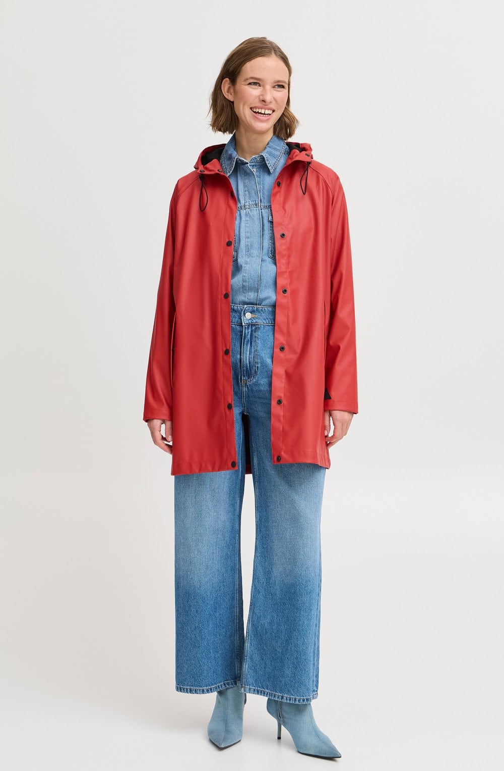 Poinsettia Long Hooded Raincoat