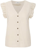 Rainy Day Linen Mix Ruffle Sleeve Shirt