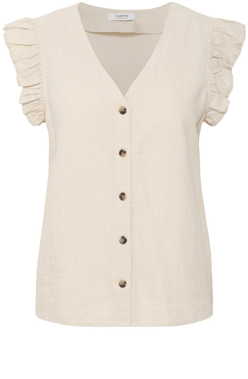 Rainy Day Linen Mix Ruffle Sleeve Shirt