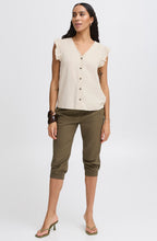 Rainy Day Linen Mix Ruffle Sleeve Shirt