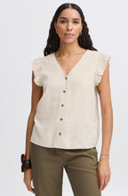Rainy Day Linen Mix Ruffle Sleeve Shirt
