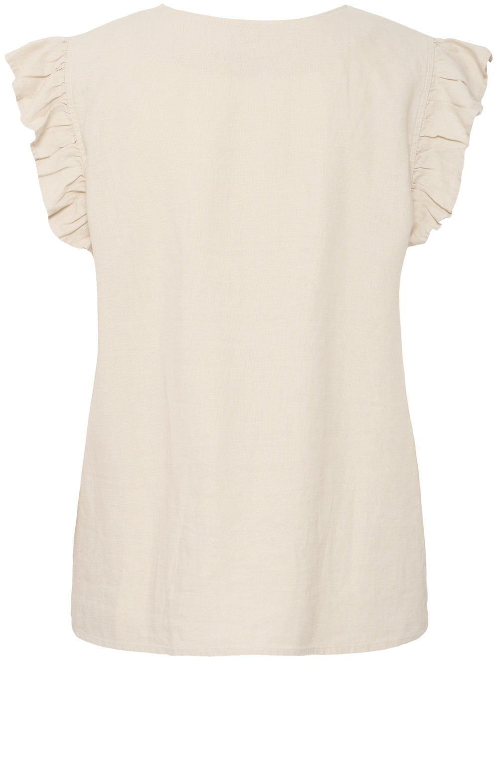 Rainy Day Linen Mix Ruffle Sleeve Shirt