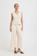 Rainy Day Melange Linen Mix Cropped Trousers