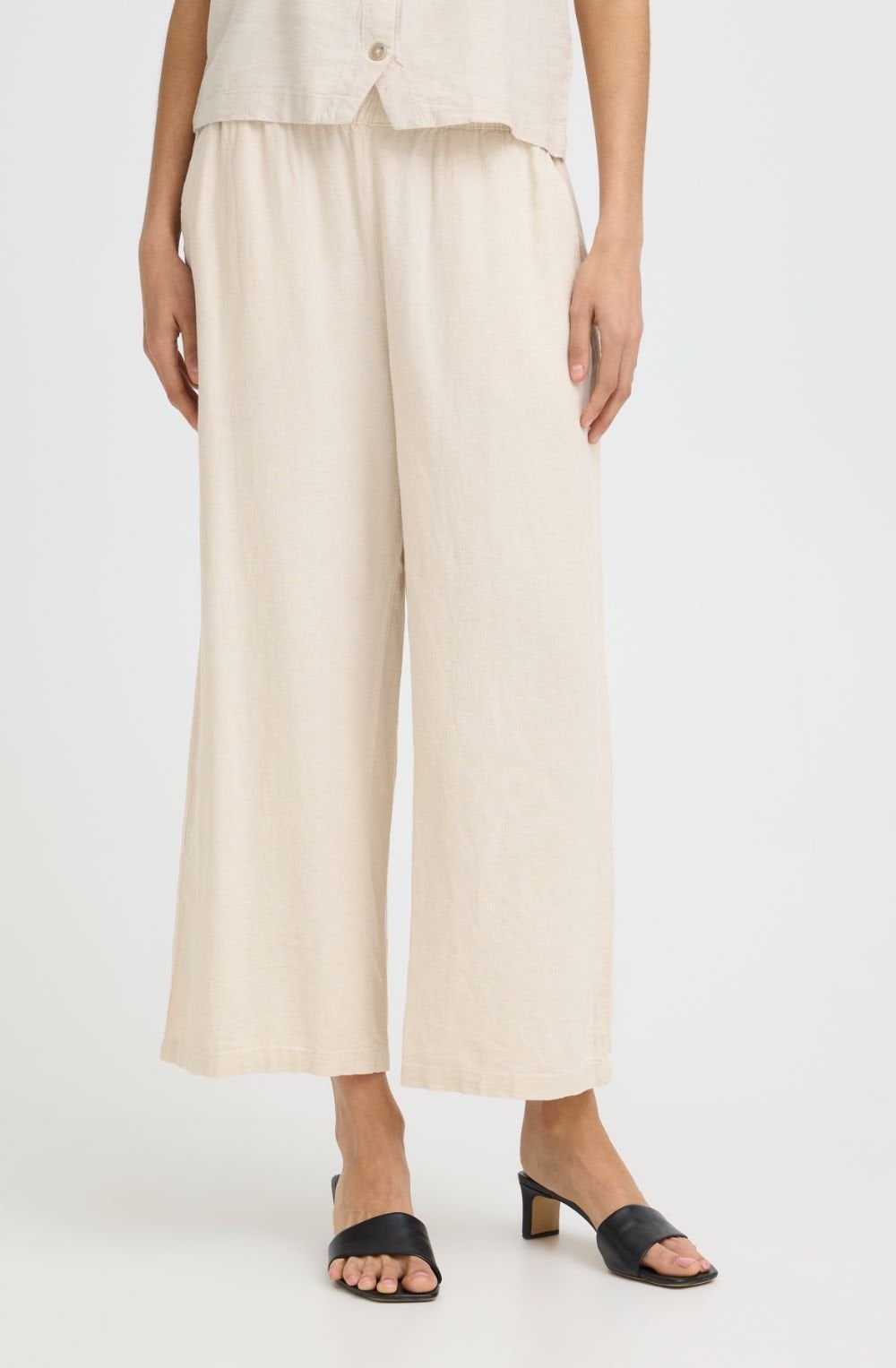 Rainy Day Melange Linen Mix Cropped Trousers