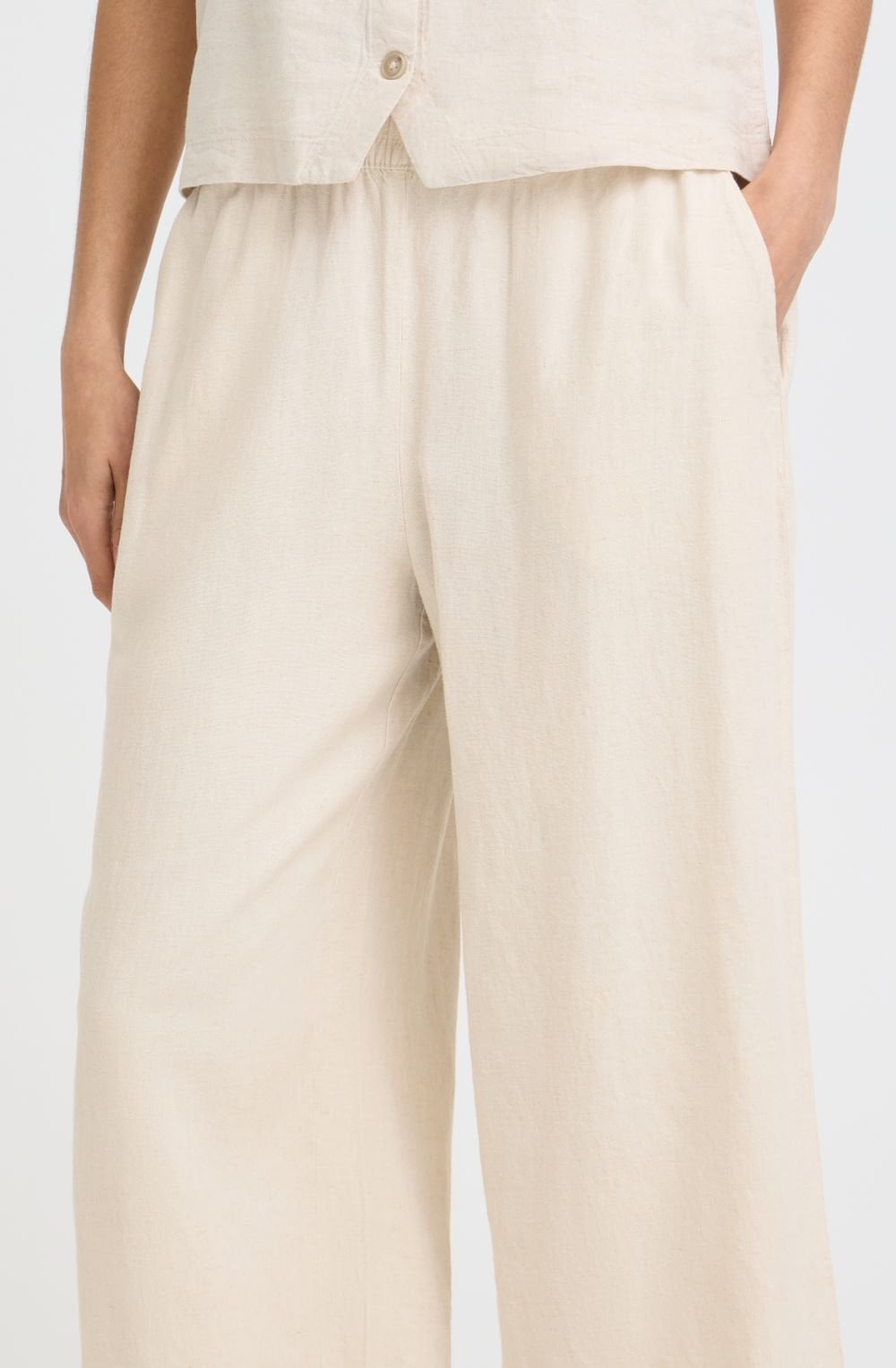 Rainy Day Melange Linen Mix Cropped Trousers