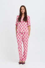 Raspberry Rose Medallion Tunic Neck Blouse