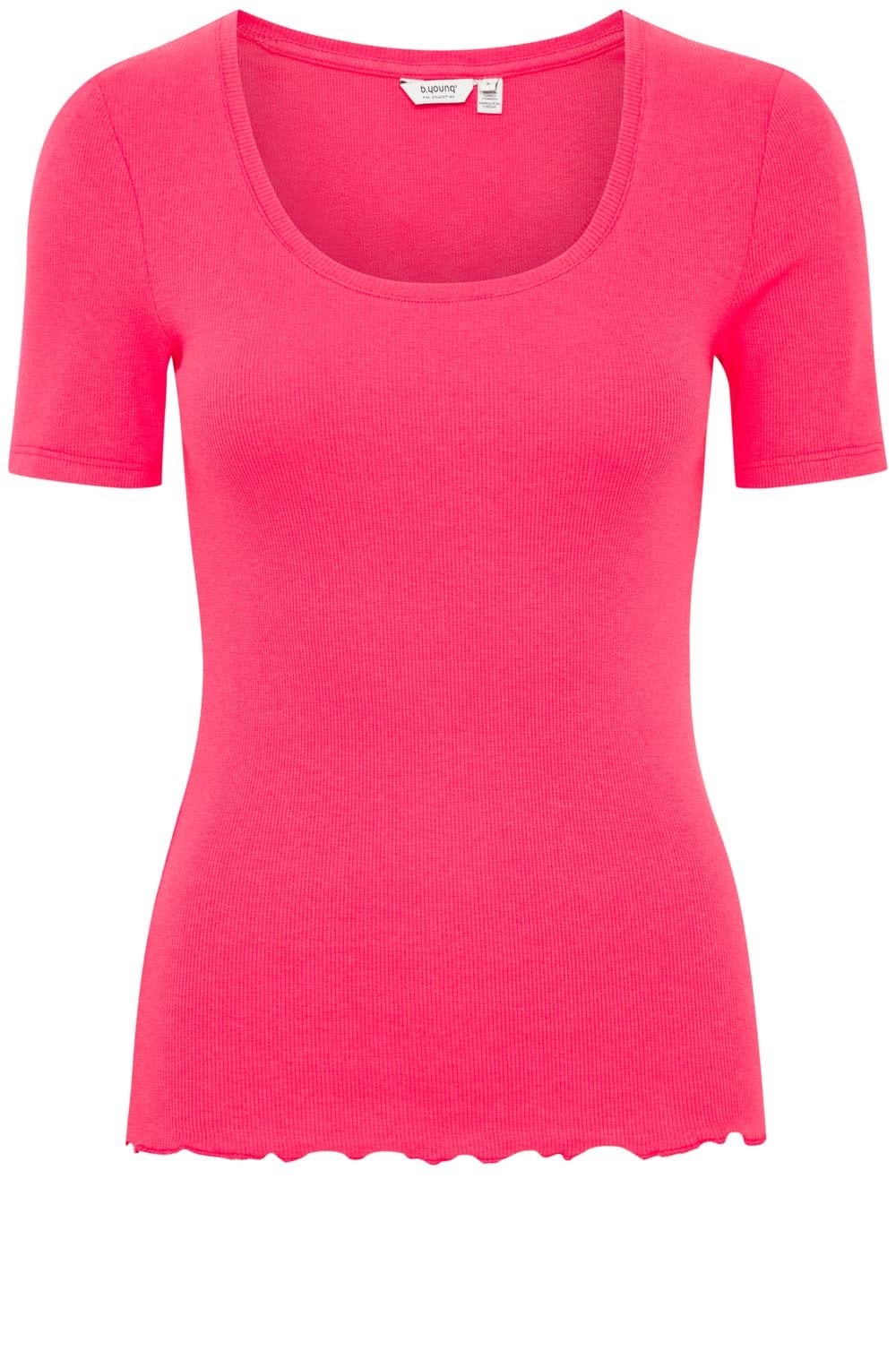 Raspberry Sorbet Fine Ribbed T Shirt