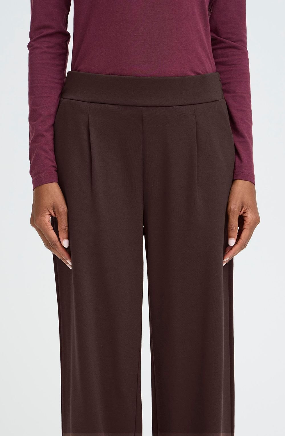 Rizetta Java Brown Wide Leg Trousers