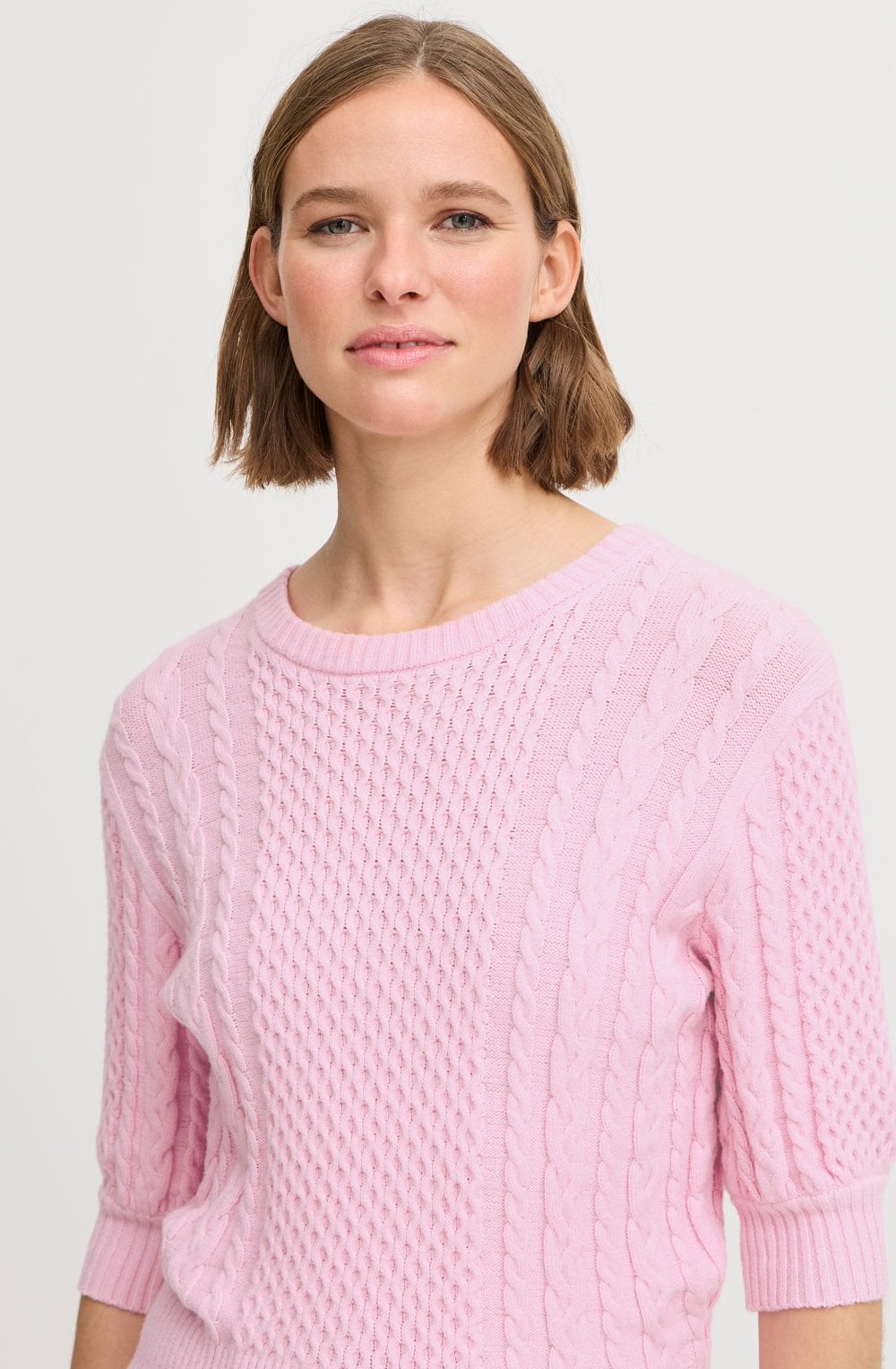 Roseate Cable Knit Short Sleeved Jumper