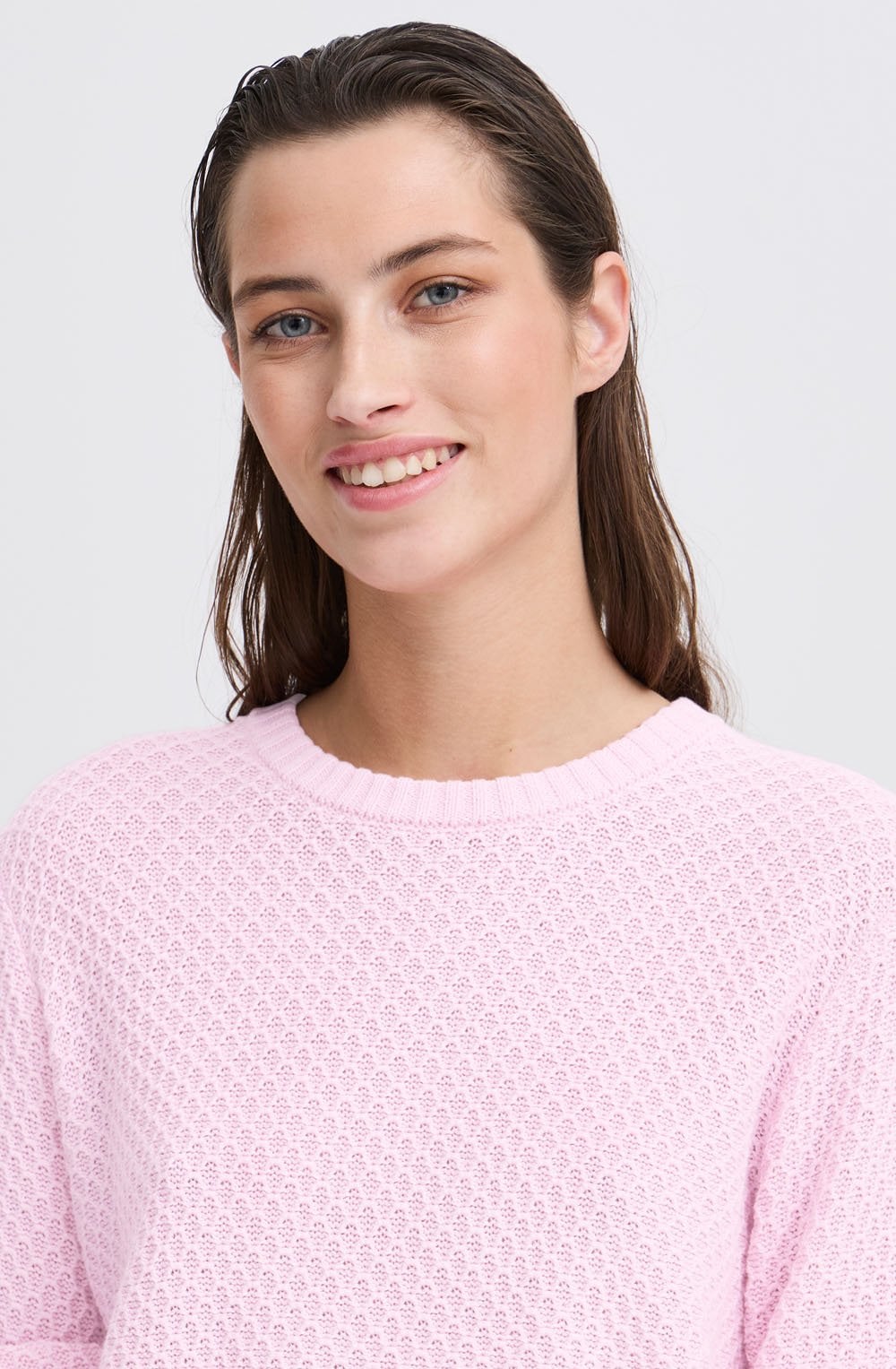 Roseate Textured Knit Balloon Sleeve Jumper
