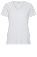 Salino White T Shirt With Sparkle Stitch Neck