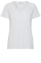 Salino White T Shirt With Sparkle Stitch Neck