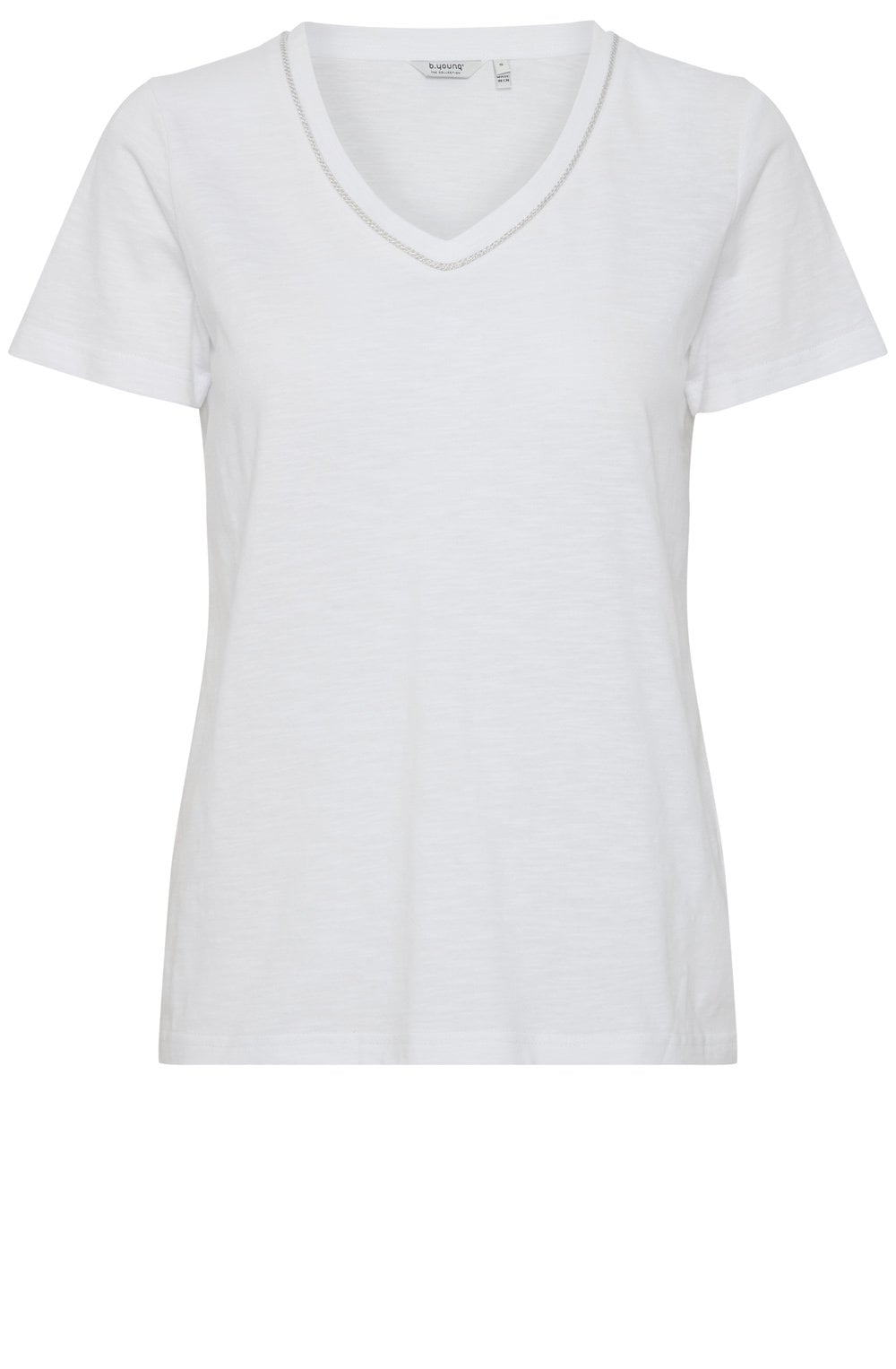 Salino White T Shirt With Sparkle Stitch Neck