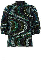 Samio Black and Reflecting Pond Sequin Blouse