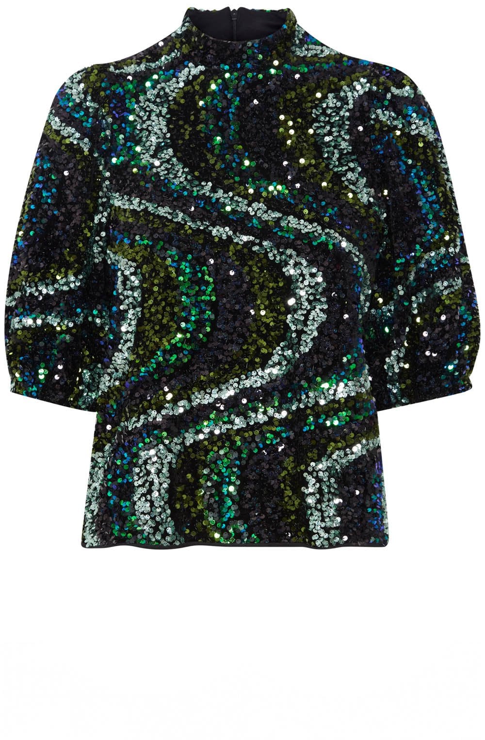Samio Black and Reflecting Pond Sequin Blouse