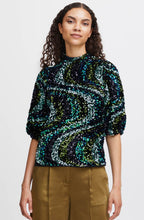 Samio Black and Reflecting Pond Sequin Blouse