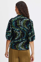 Samio Black and Reflecting Pond Sequin Blouse