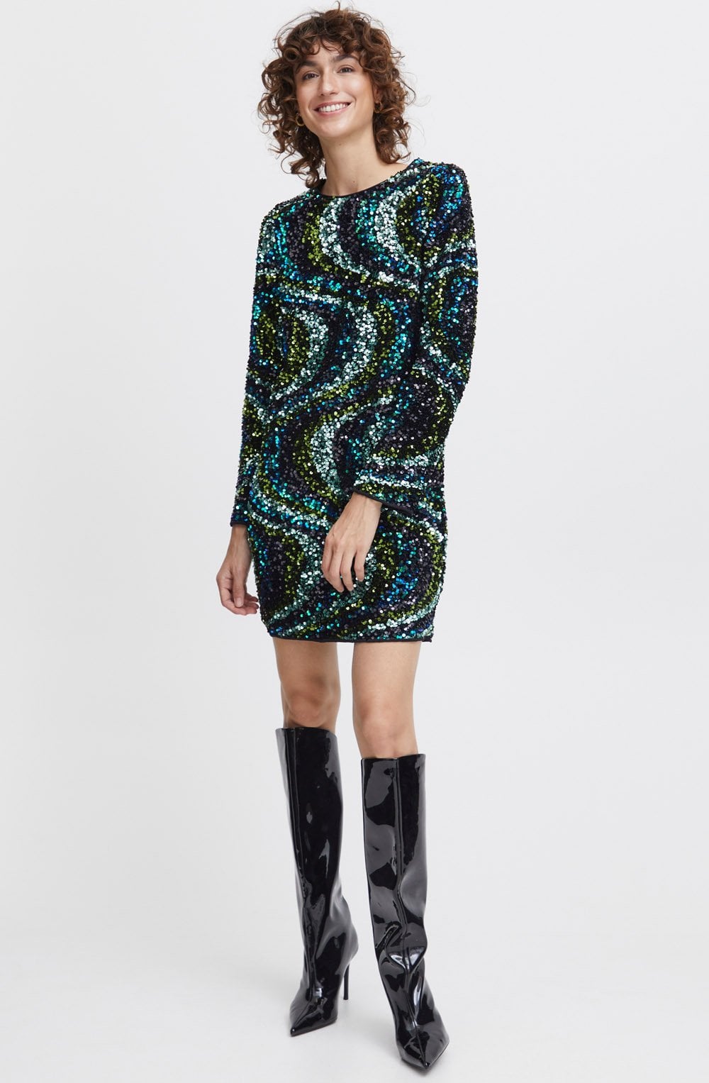 Samio Black and Reflecting Pond Sequin Dress