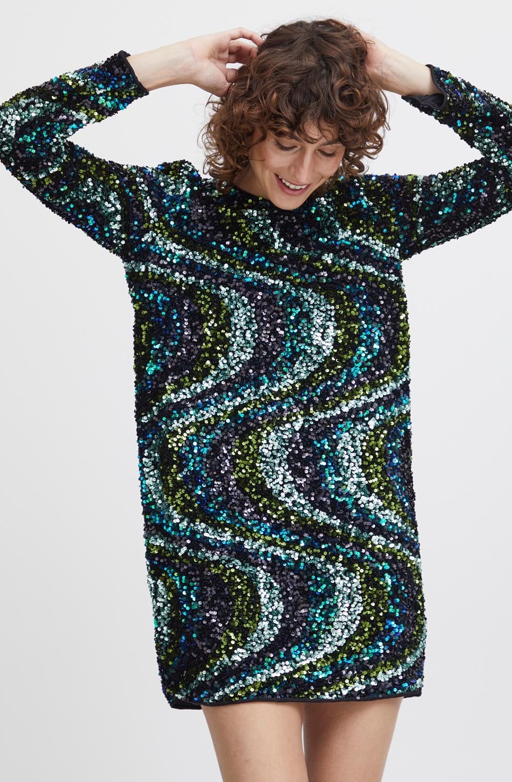 Samio Black and Reflecting Pond Sequin Dress