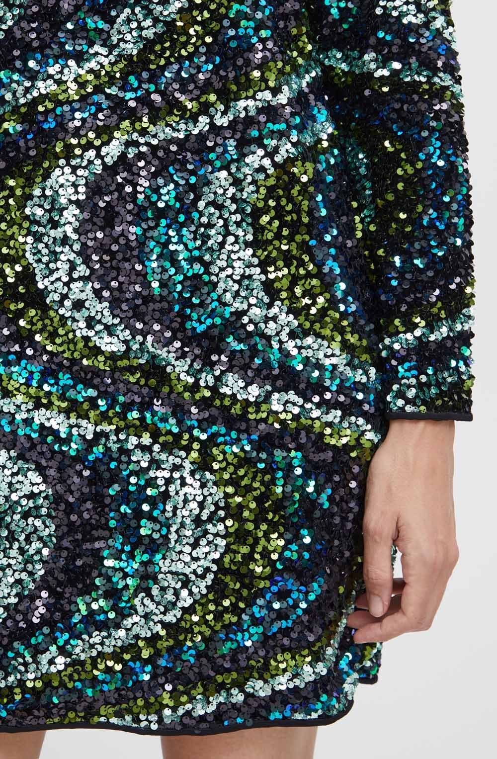 Samio Black and Reflecting Pond Sequin Dress