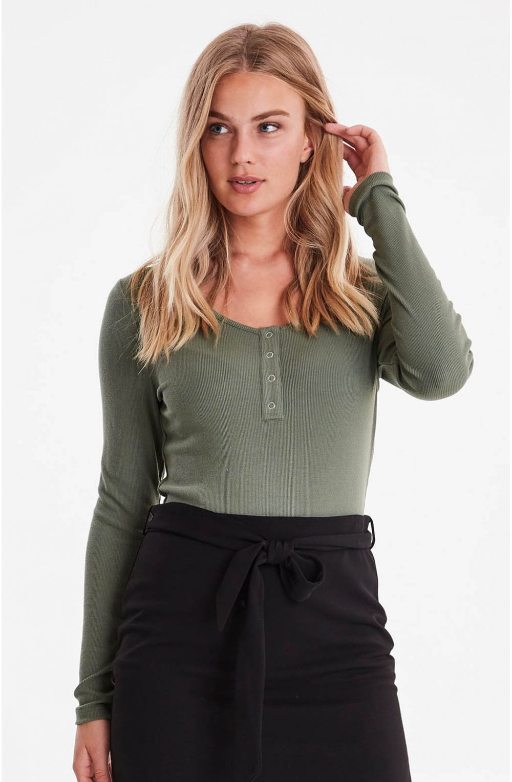 Sea Green Ribbed Jersey Top