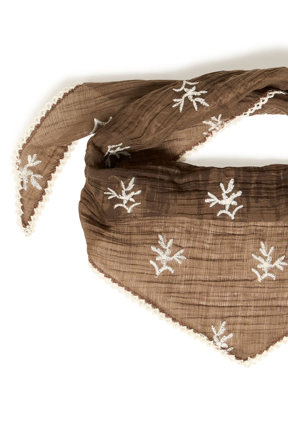 Sepia Embroidered Triangle Scarf